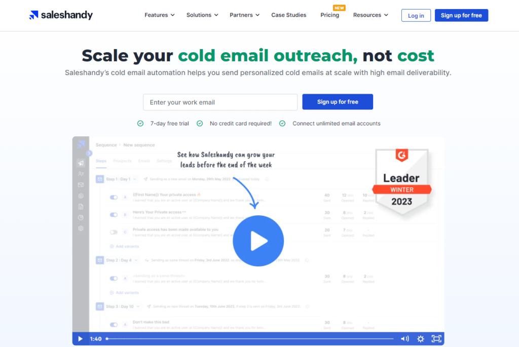 Best Cold Email Software  saleshandy